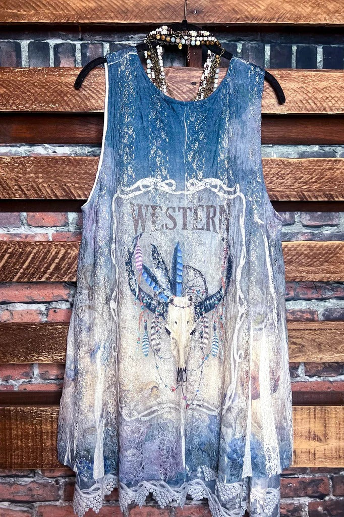 GYPSY WESTERN SOUL LONG TOP LAYERING EXTENDER SLIP LACE DRESS