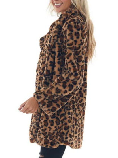 Women's Casual Loose Plush Leopard Jacket