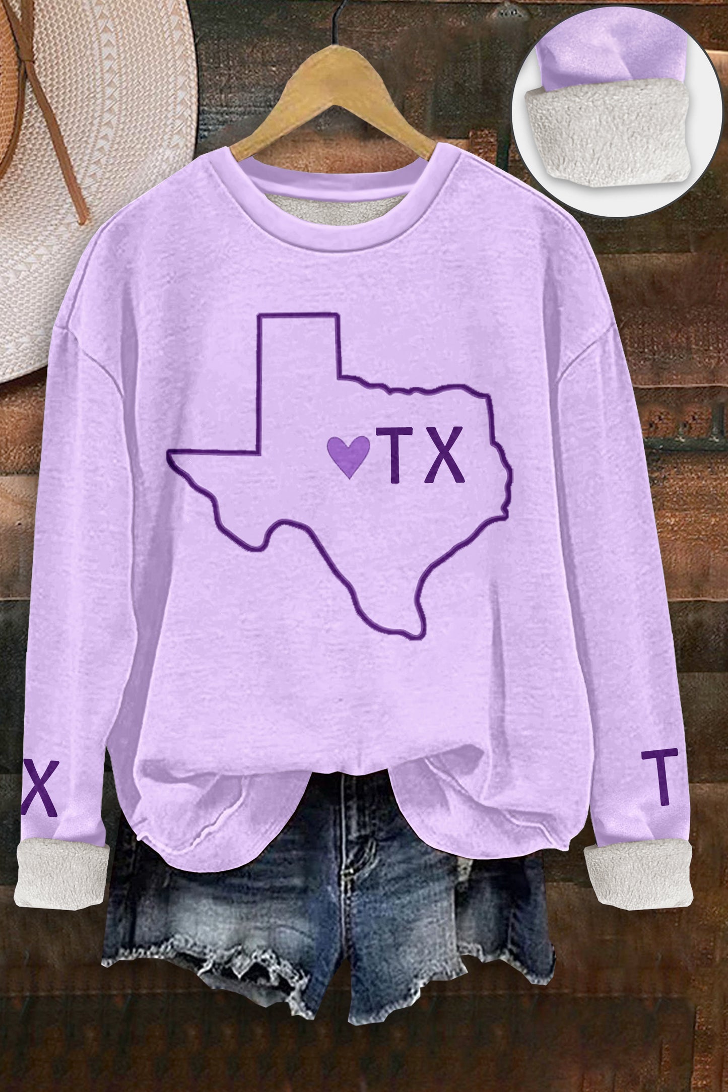 Classic Texas Print Thick Fleece Sweatshirt