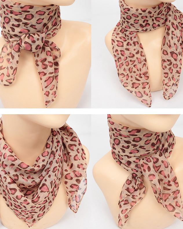 Fashionable Leopard Print Chiffon Square Scarf