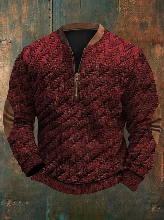 Men's Western Retro Textured Printed Sweatshirt