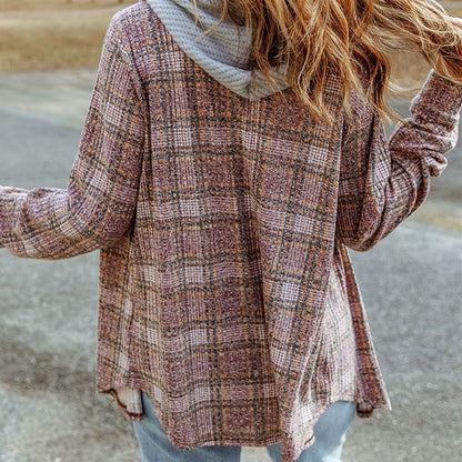 Women's Plaid Zipper Sweatshirt