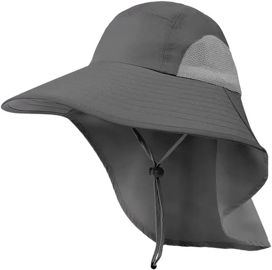 Unisex Adjustable Large Brim Face Neck Cover Waterproof Boonie Hat