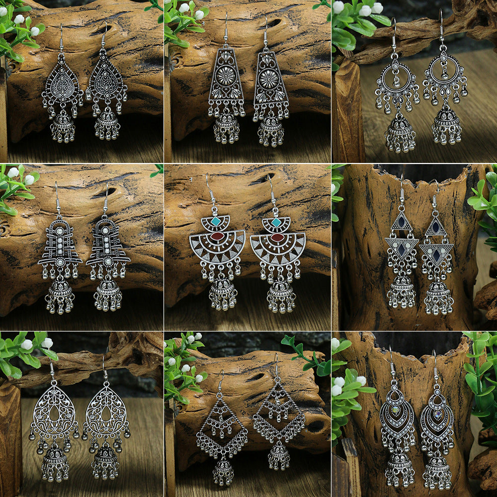 Women's Bohemian Hollow Tassel Rice Bead Earrings