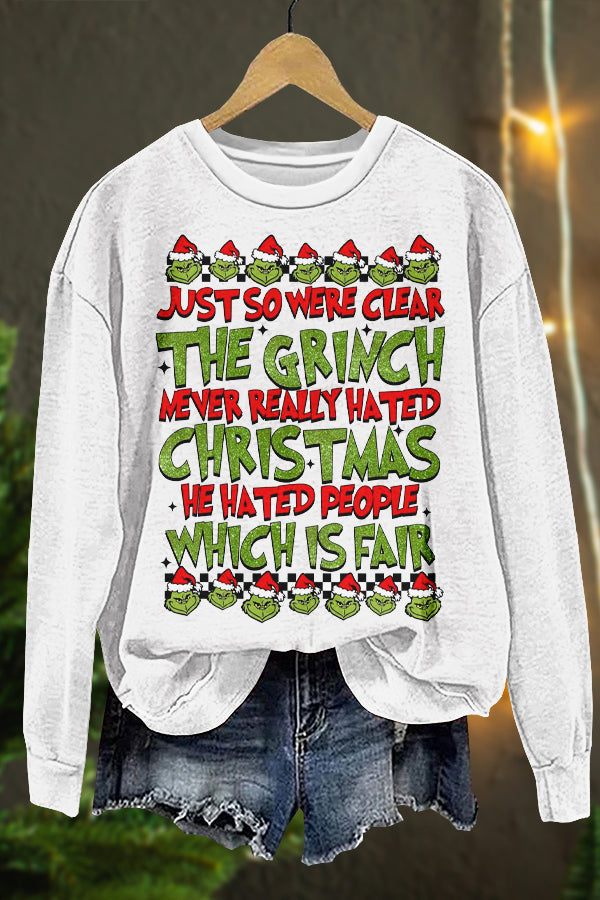 Funny Christmas Grinch Print Sweatshirt