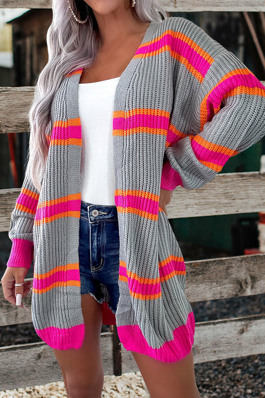 Beautiful Stripe Pattern Knitted Cardigan