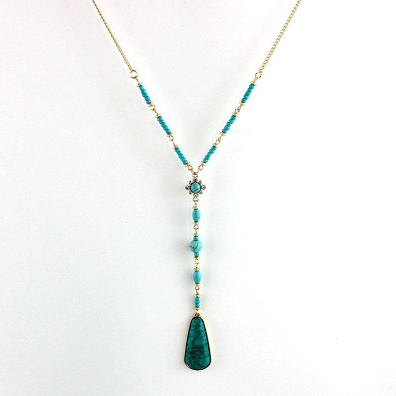 Classic Turquoise Long Beaded Necklace