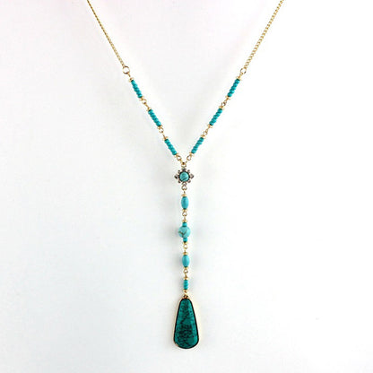 Classic Turquoise Long Beaded Necklace