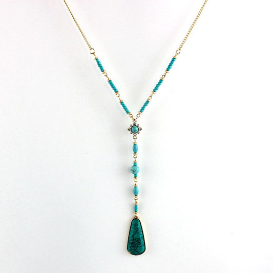 Classic Turquoise Long Beaded Necklace