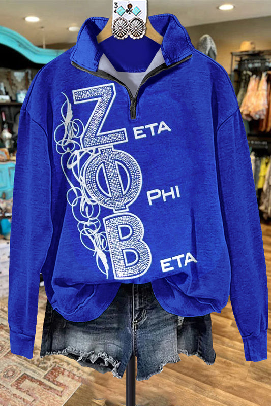 Elegant Contrast Color Zeta Phi Beta Sweatshirt