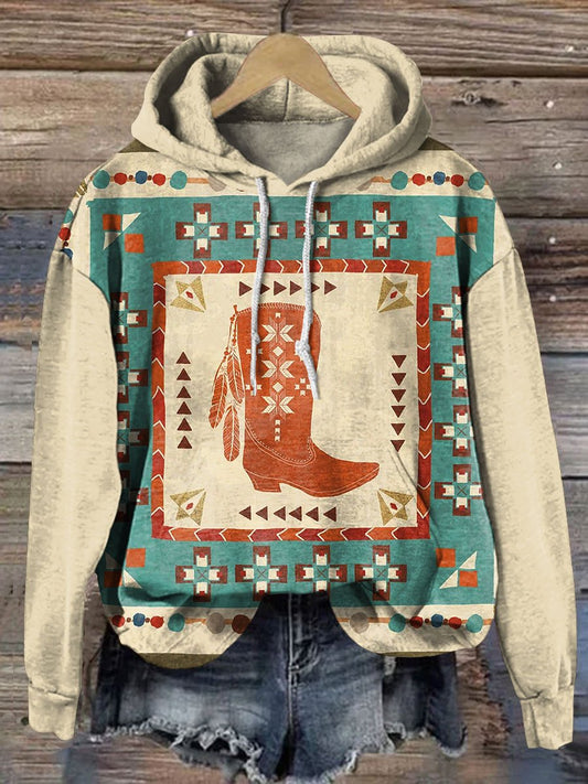 Vintage Cowboy Boots Art Print Casual Sweatshirt