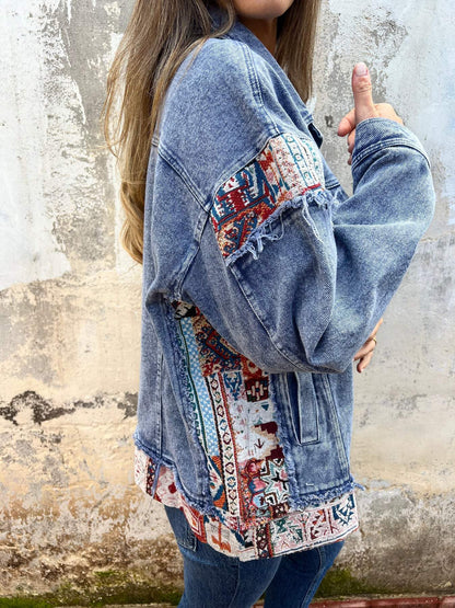 Women's Denim Patchwork Casual Jacket