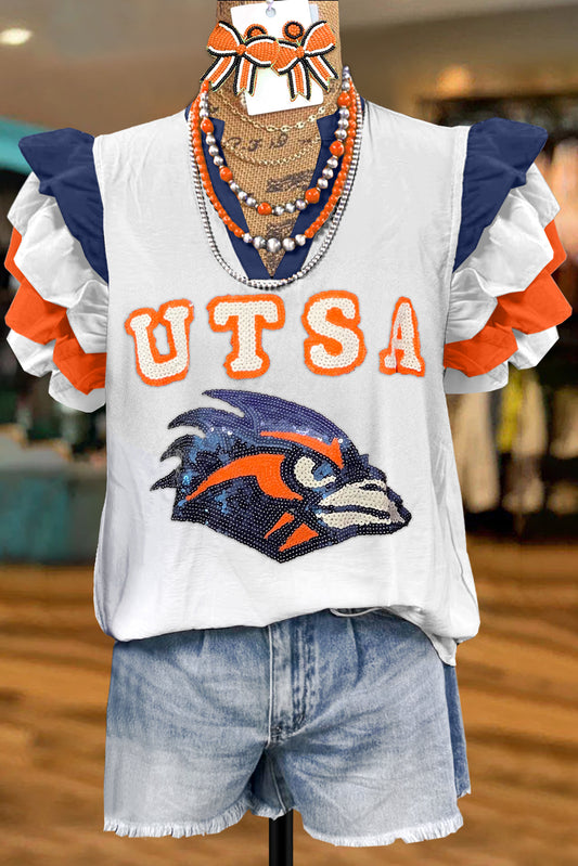 UTSA Roadrunners Football Print Fly Sleeve Blouse