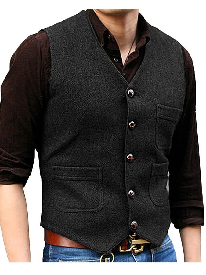 Fashion Temperament Men's Single-Breasted Slim Vest Vest