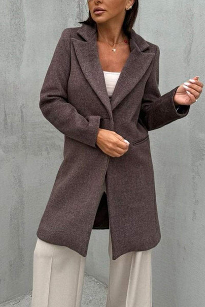 Women's Casual Lapel Solid Color Coat