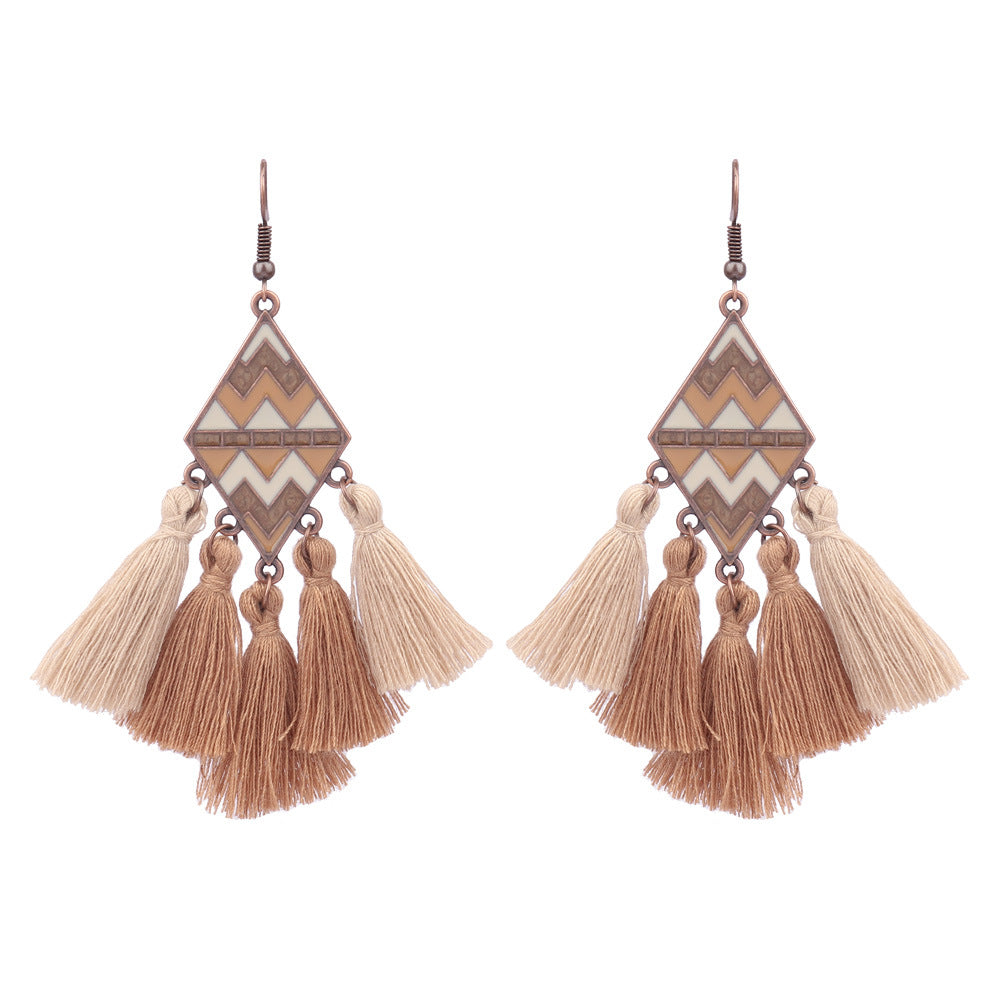 Women's Bohemian Ethnic Style Tassel Alloy Earrings