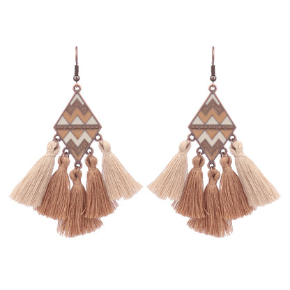 Women's Bohemian Ethnic Style Tassel Alloy Earrings