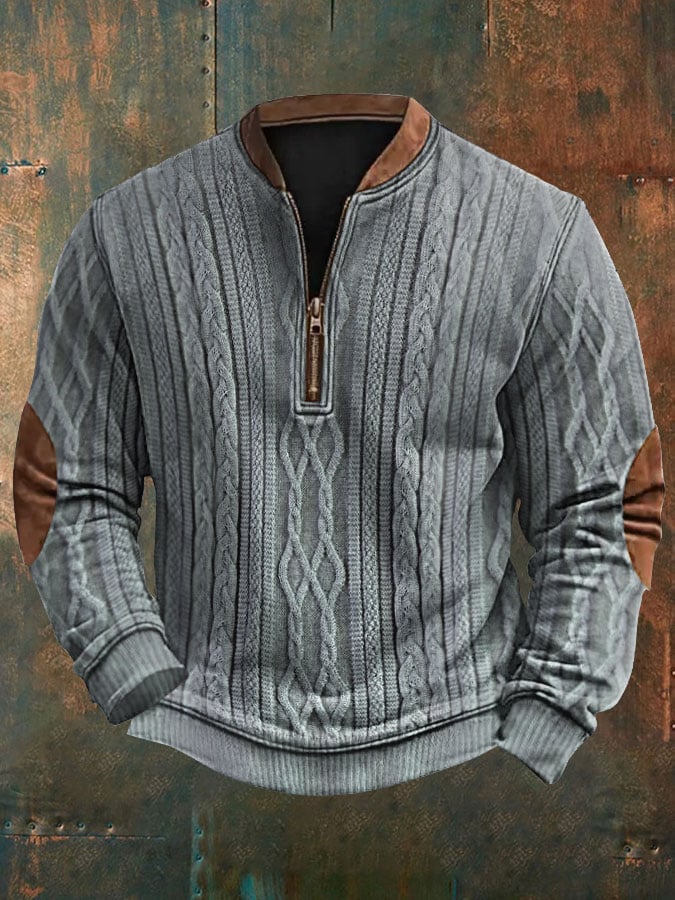 Men's Retro Braids Print Casual Pullover