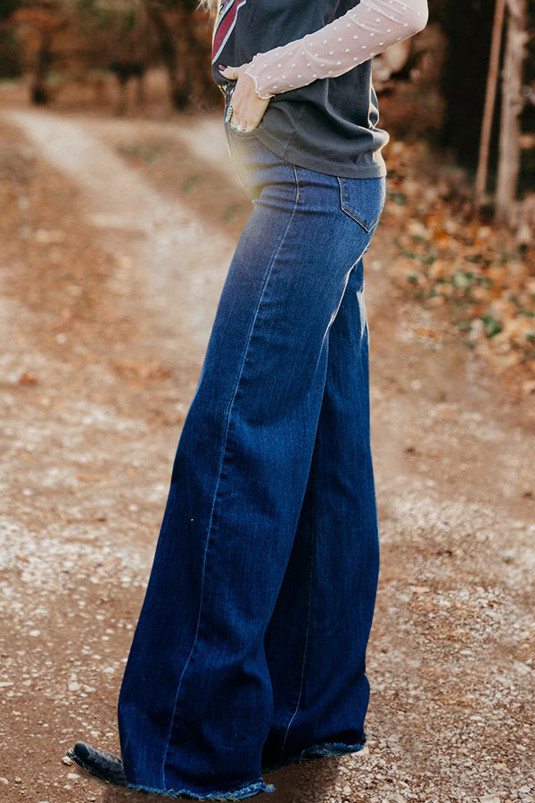 Vintage Washed Wide Leg Jeans