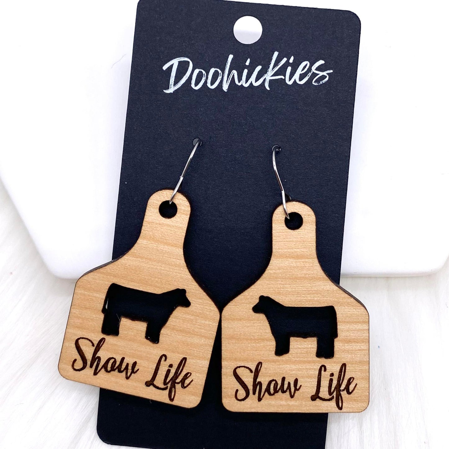 2.25" Show Life Tags -Western Earrings by Doohickies