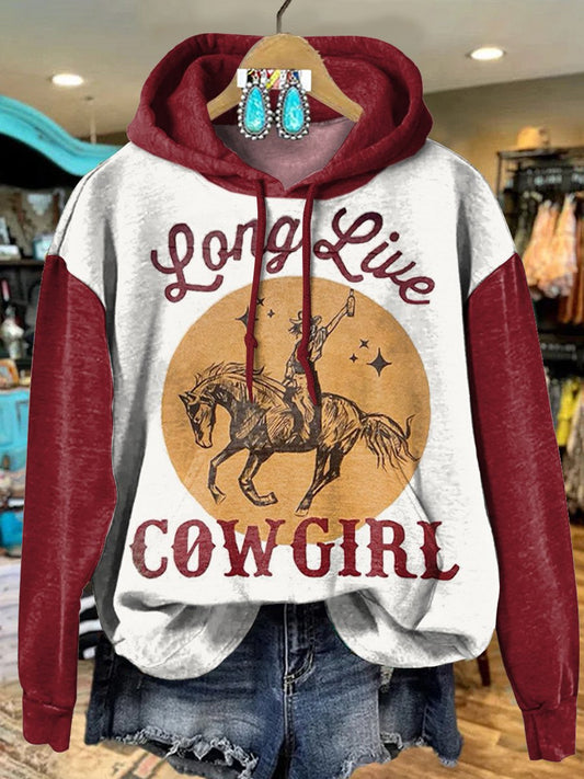 Long Live Cowgirl Print Casual Sweatshirt