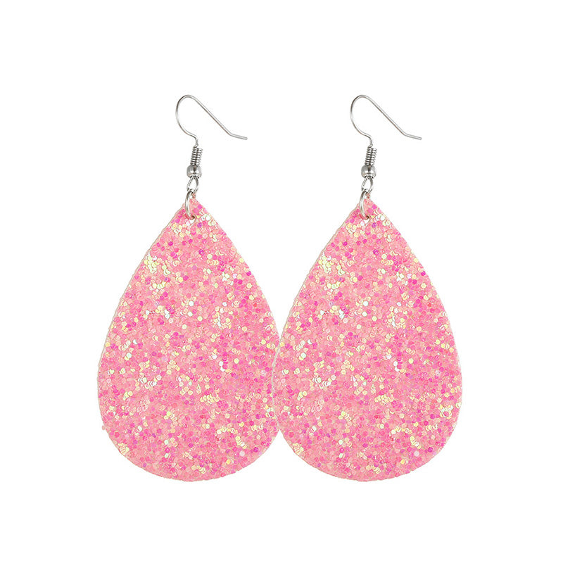 Valentine's Day Solid Color Sequins Teardrop Earrings