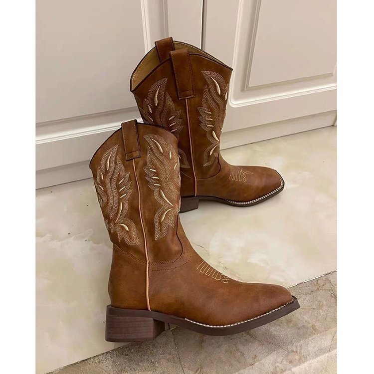 Womens Vintage Embroidered Western Boots