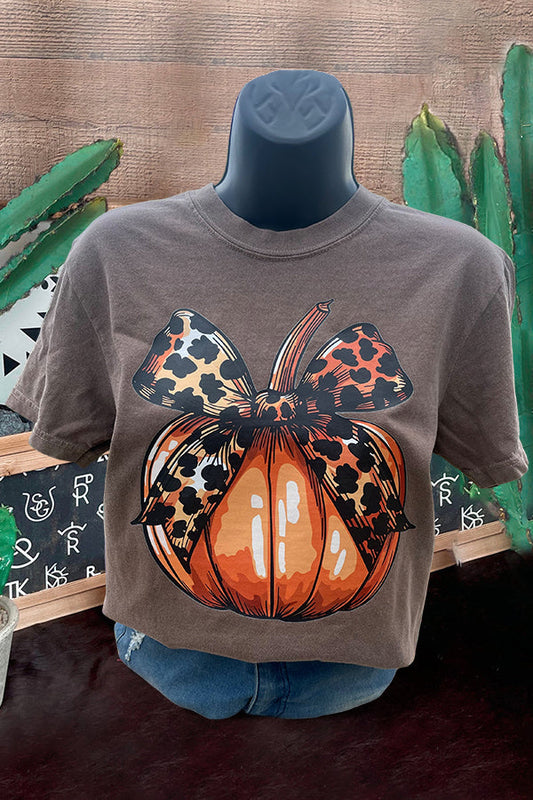 Pumpkin Leopard Bow T-shirt