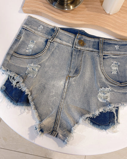 Women’s Sexy Raw Edge High Waist Jeans Shorts