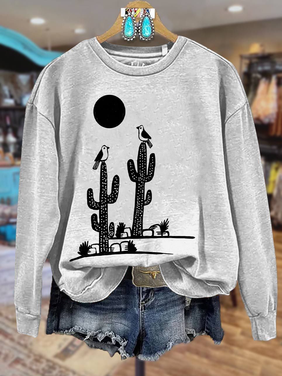 Cactus Print Casual Sweatshirt