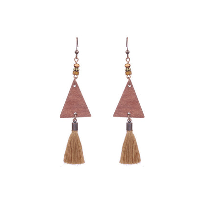 Women's Bohemian Teardrop-shaped Hand-woven Tassel Earrings