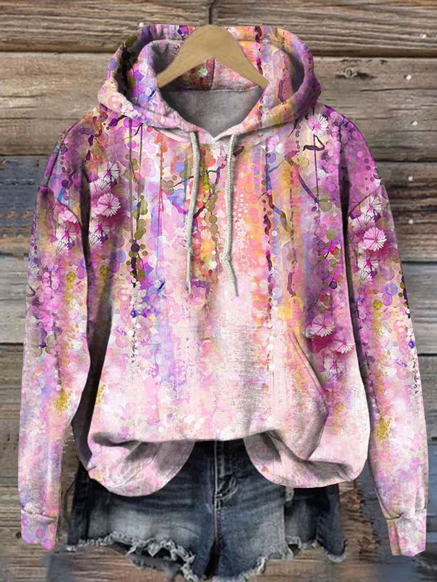 Vintage Floral Art Print Casual Sweatshirt