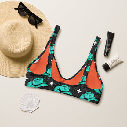 Yeehaw Turquoise Hat Bikini Top