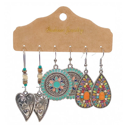 Women's Bohemian Suit Combination Metal Tassel Earrings