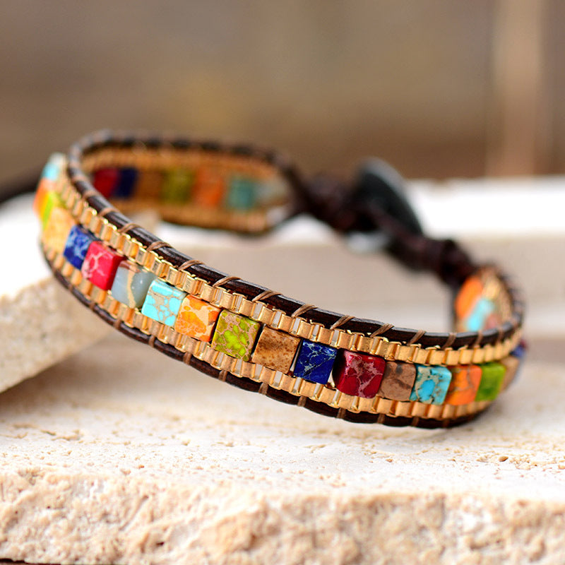 Unisex Vintage Imperial Stone Natural Stone Ethnic Style Bracelet