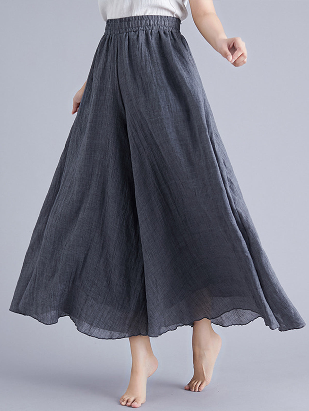 Casual Solid Elastic High Waist Wide Leg Pants