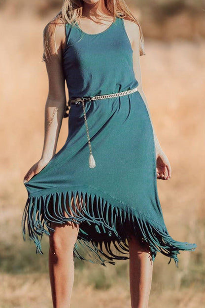 Vintage Washed Tassel Sleeveless Dress