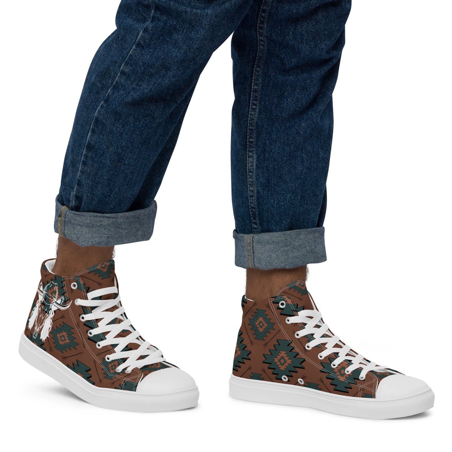 Aztec Mullet Cowboy Men__ high top canvas shoes