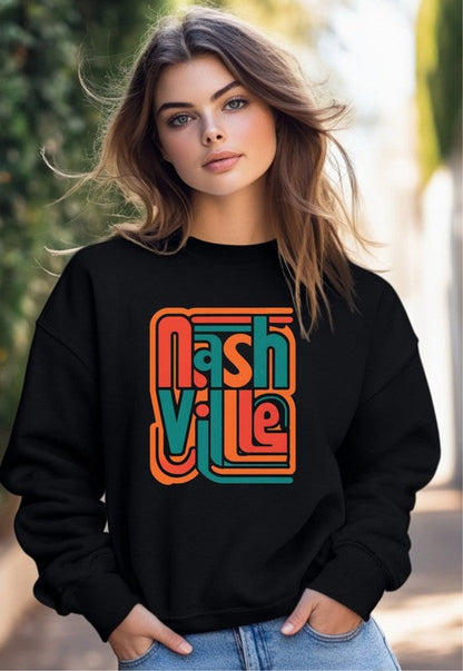 Colorful Nashville Cozy Crewneck Sweatshirt choice of colors