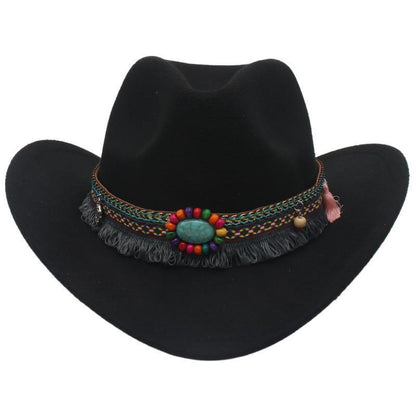 Unisex Fall Vintage Western Cowboy Woolen Sun Protection Wide Brim Hat