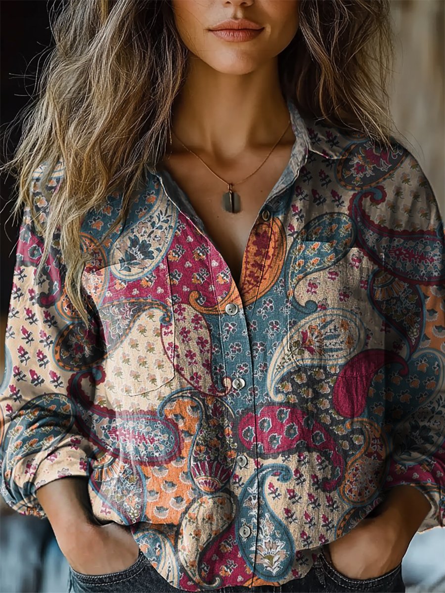 💥Global Best Seller💥Vintage Paisley Floral Long Sleeve Cotton Shirt