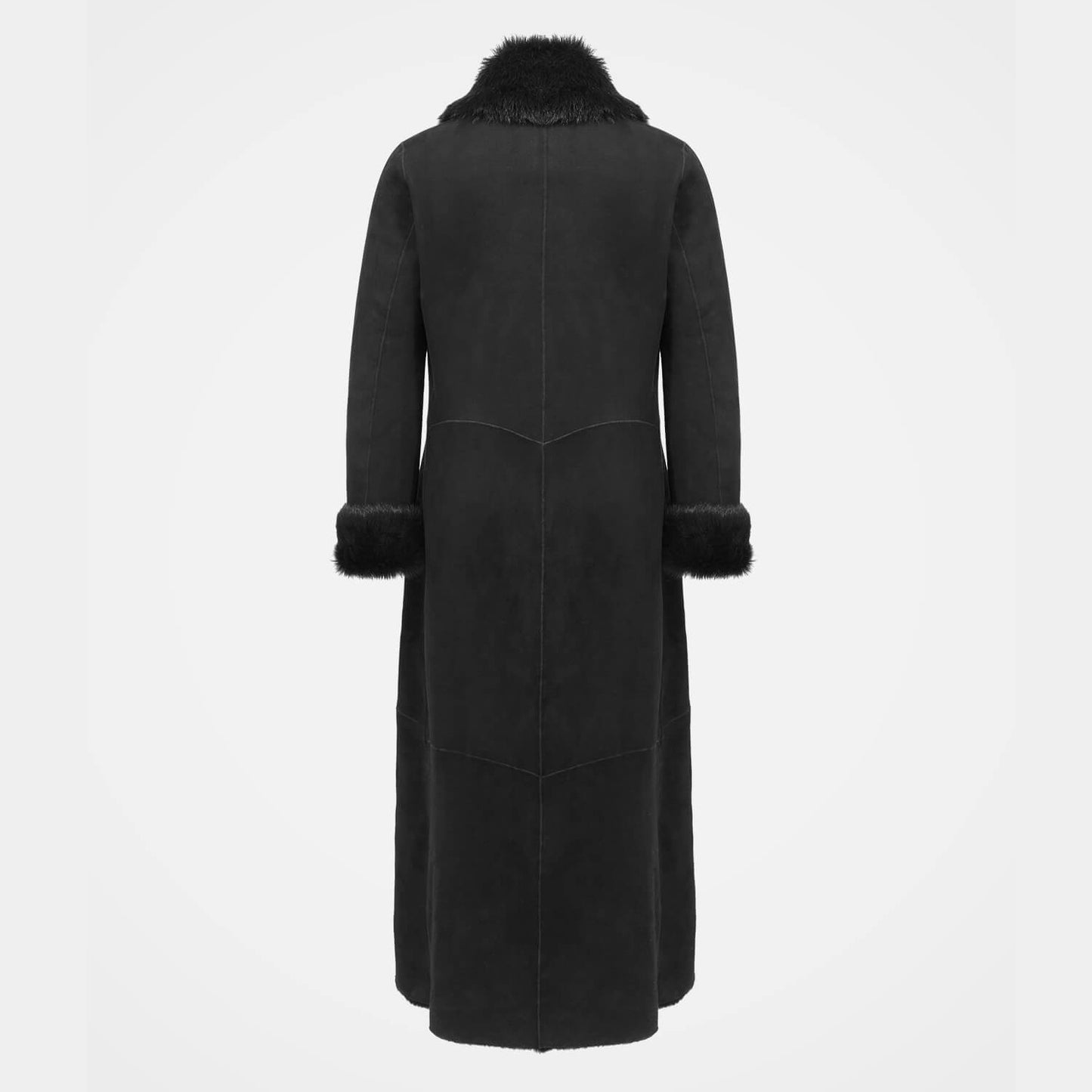 Women's Vintage Suede Fleece Full Length Shearling Jacket Afghan Coat