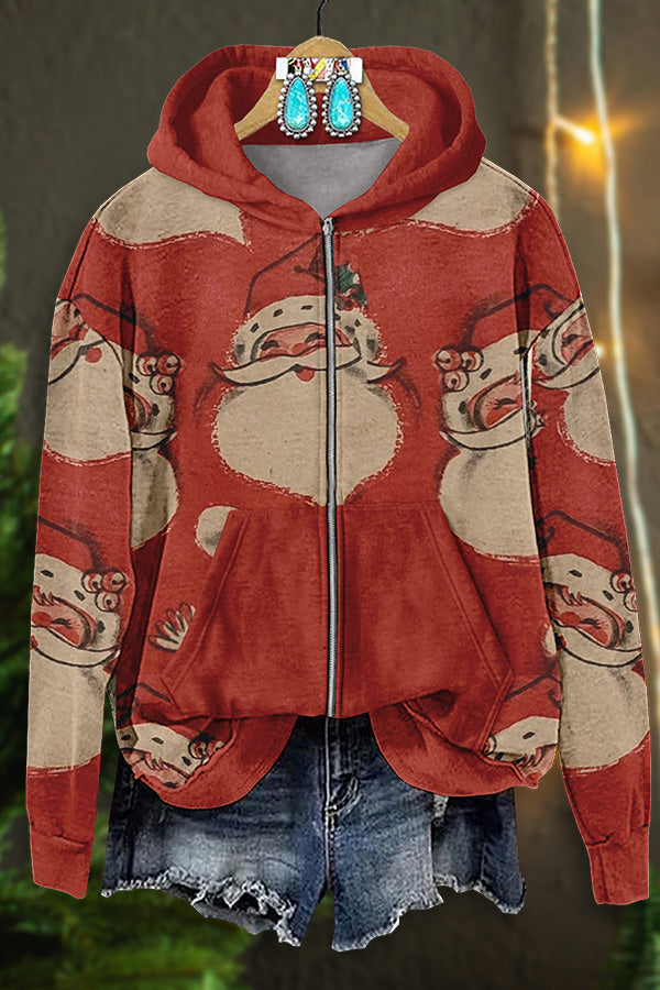 Vintage Santa Pocket Zip Sweatshirt