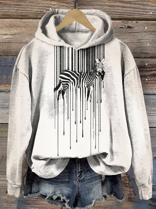 Women's Melting Zebra Art Print Casual Sweatshirt