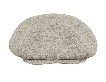 PEAKED CAPS Genuine Scottish Harris Tweed 8 Panels Man Cap Light GRAY