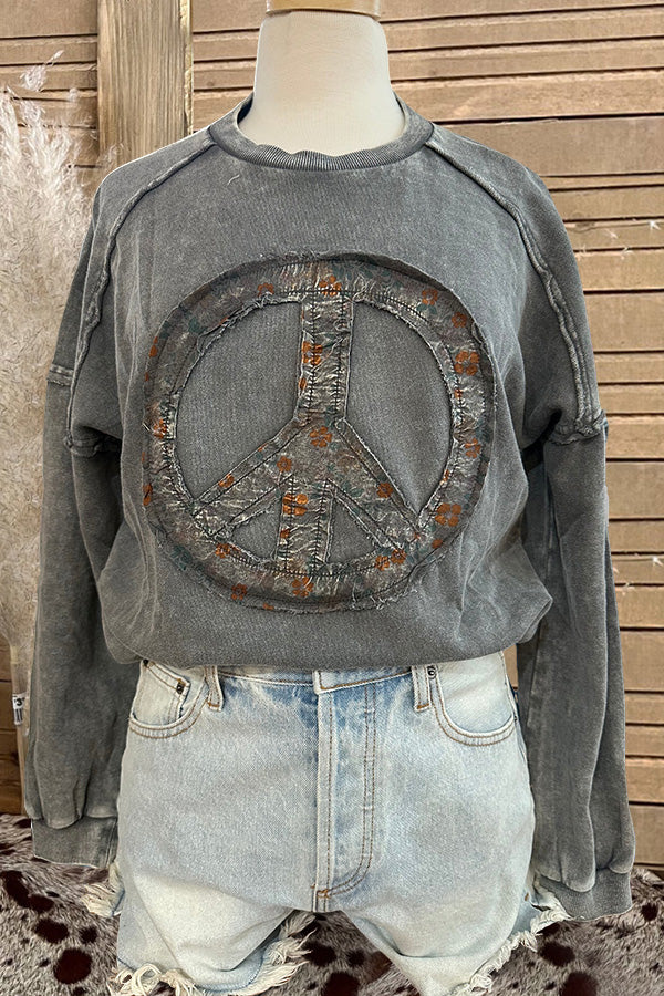 Vintage Peace Patchwork Sign Sweatshirt