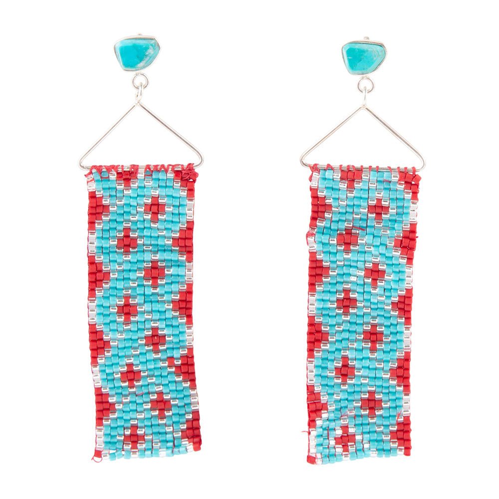 Turquoise Woven Seed Bead Earrings