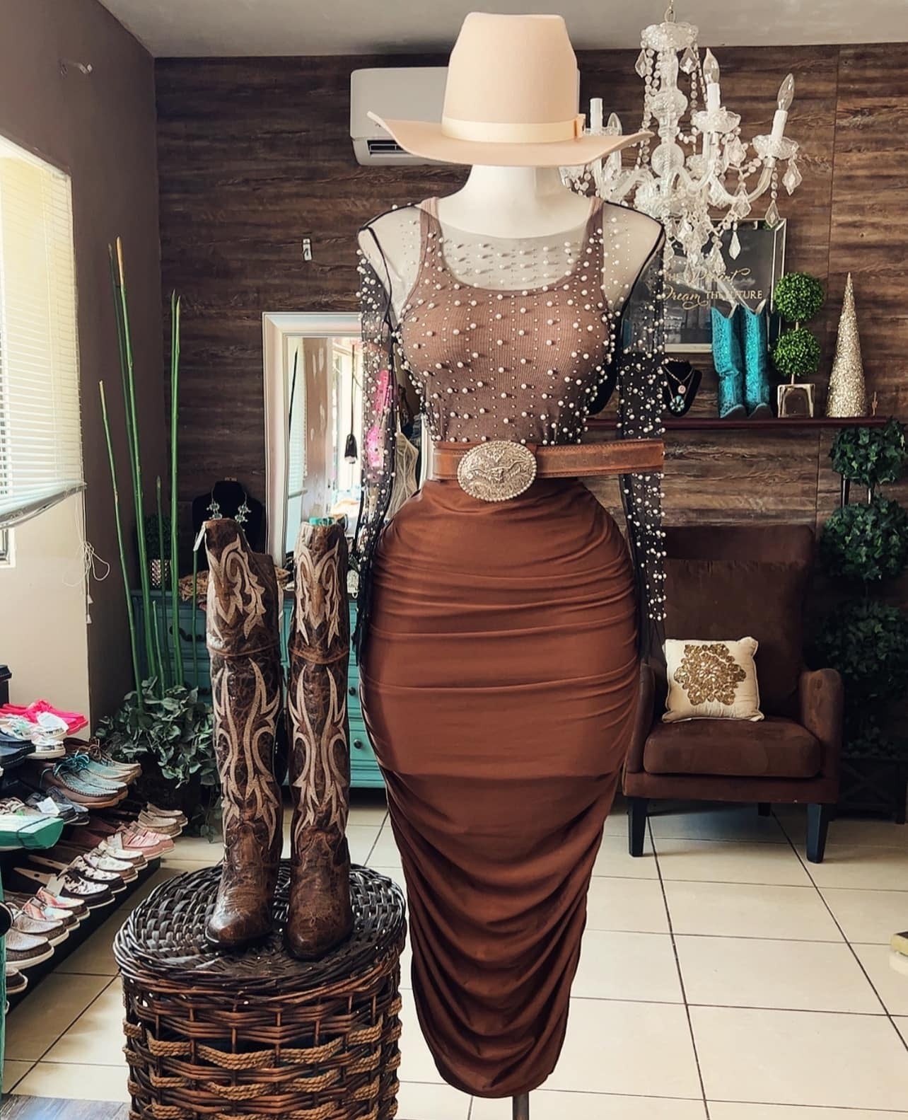 Vintage Brown High Waist Skirt