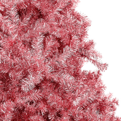 Pink Artificial Tinsel Christmas Tree w/ Foldable Stand