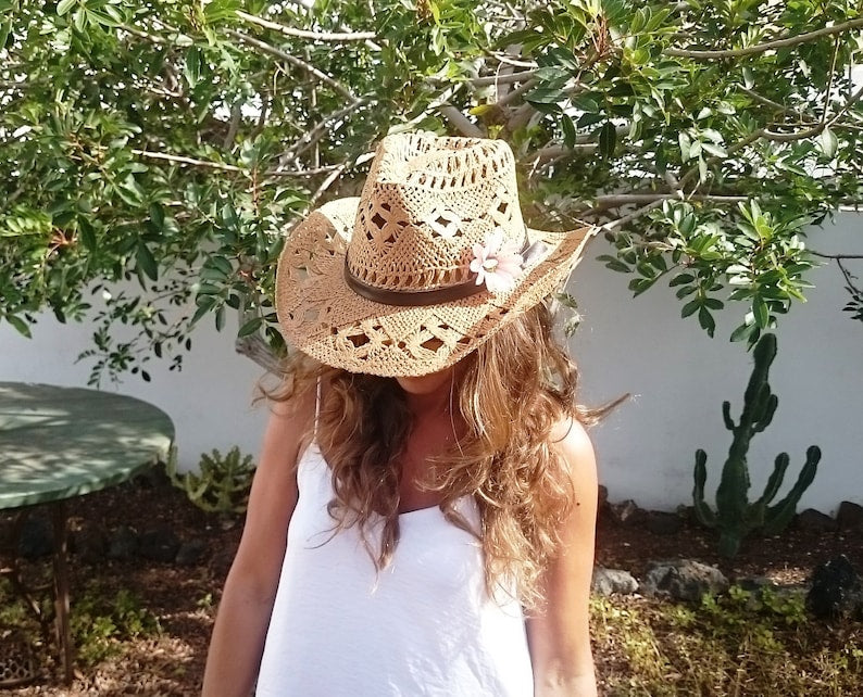 Boho cowboy hats for women, bohemian cowgirl straw hat, stetson western hats, kekugi